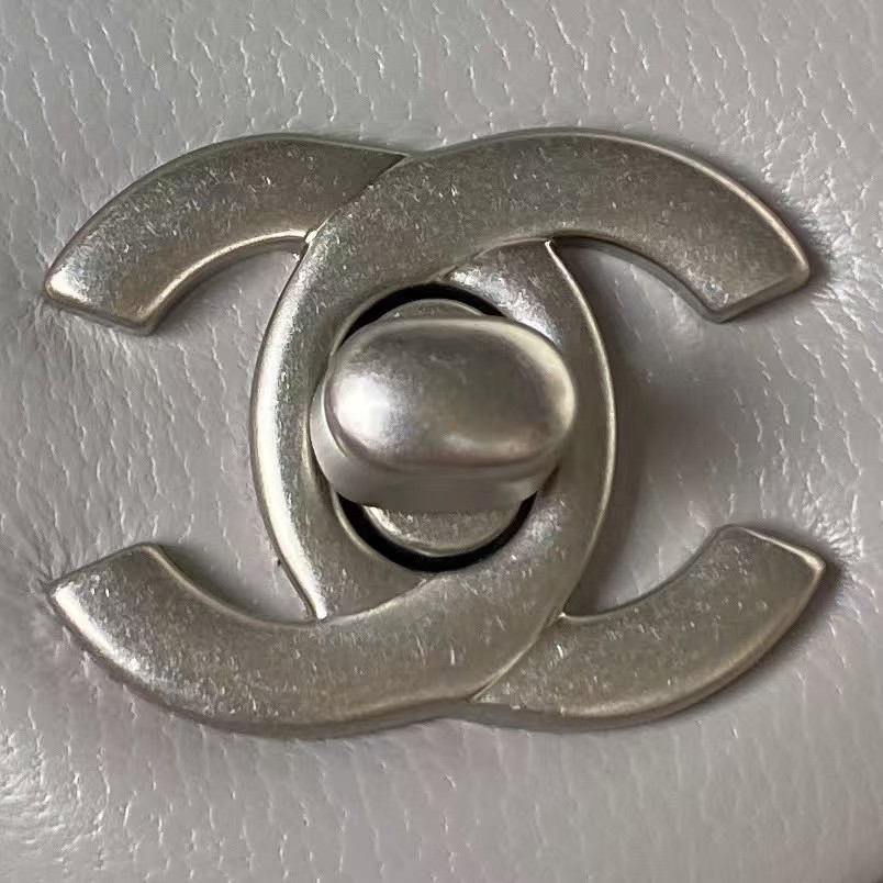 Replicate Chanel 23C AS1786 Mini Square Pearl Embossed Flap Bag Antique Silver Hardware Grey(1:1 replica)