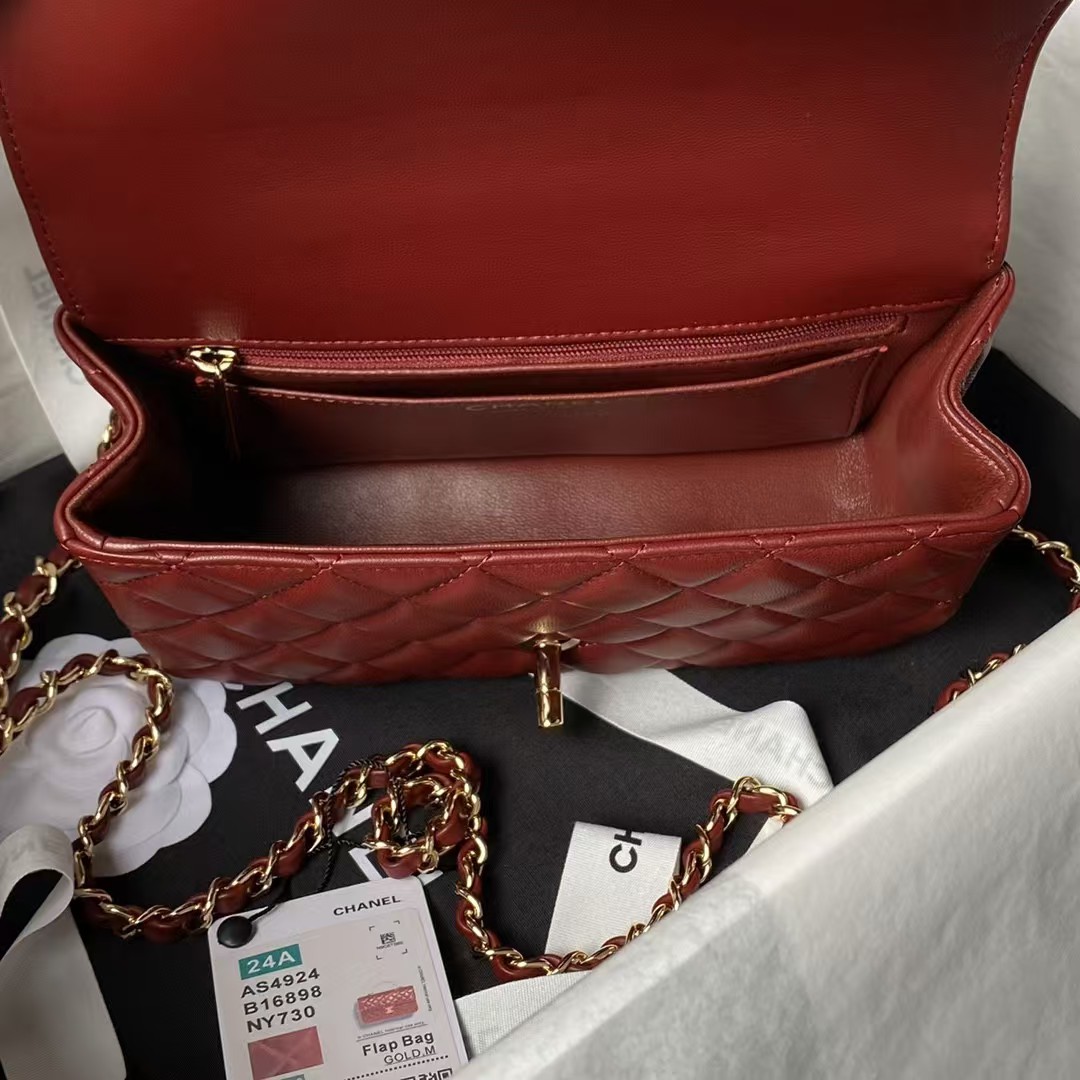 Replicate Chanel 24A AS4924 Mini Flap Bag With Top Handle Red(1:1 replica)