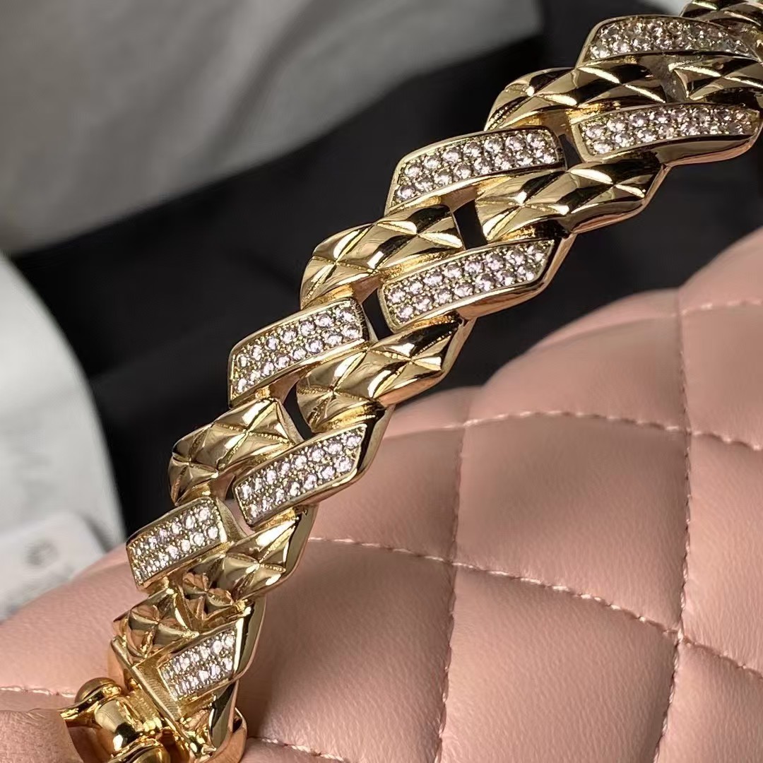Replicate Chanel 24A AS4924 Mini Flap Bag With Top Handle Pink(1:1 replica)