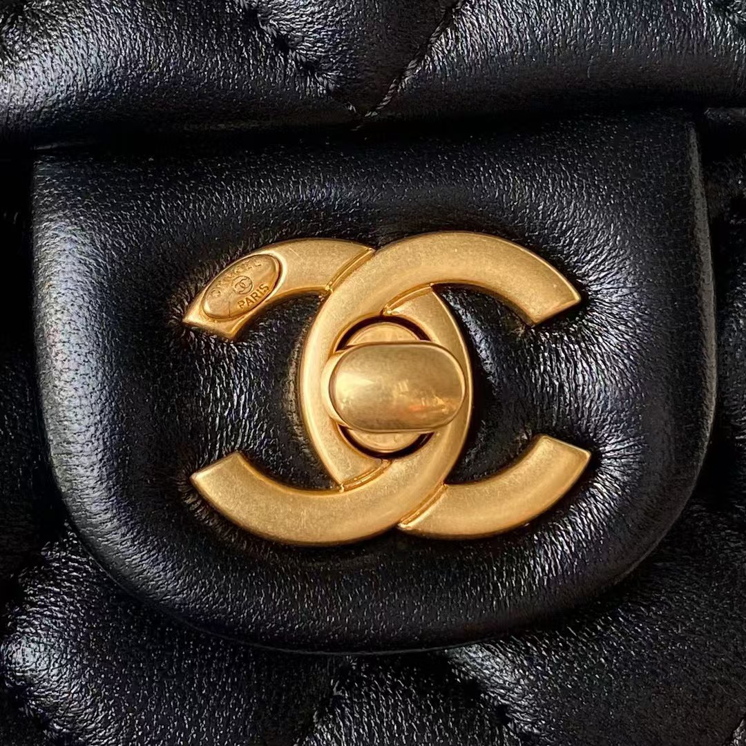 Replicate Chanel AS4385 Mini Flap Bag Pearl Lambskin Faux Pearl   Gold Metal Black(1:1 replica)