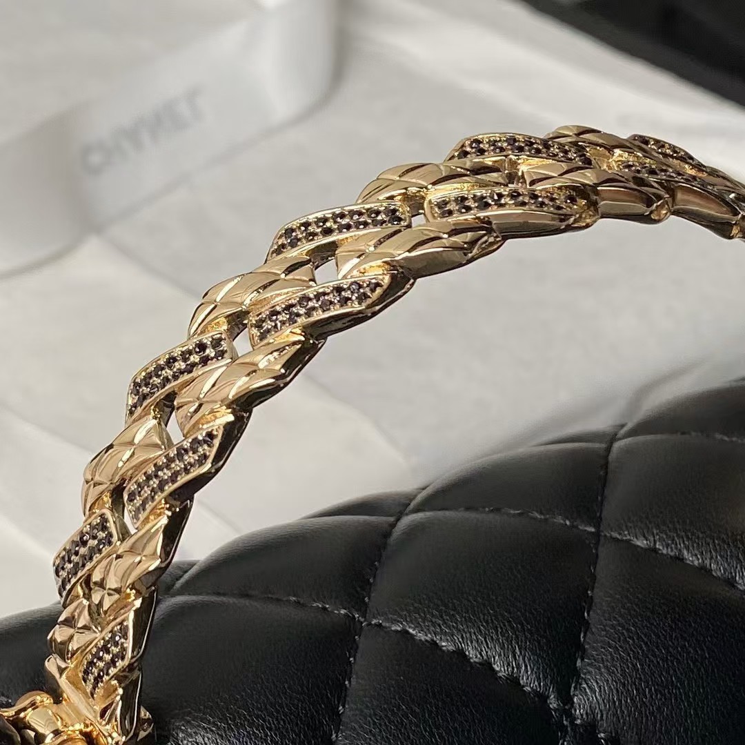 Replicate Chanel 24A AS4924 Mini Flap Bag With Top Handle Black(1:1 replica)