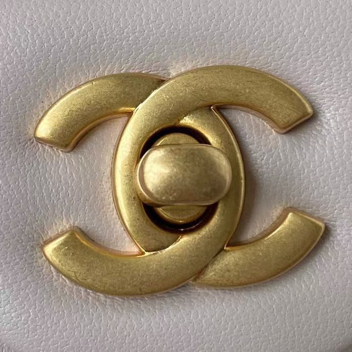 Replicate Chanel 23C AS1786 Mini Square Pearl Embossed Flap Bag Antique Gold Hardware Light Pink(1:1 replica)