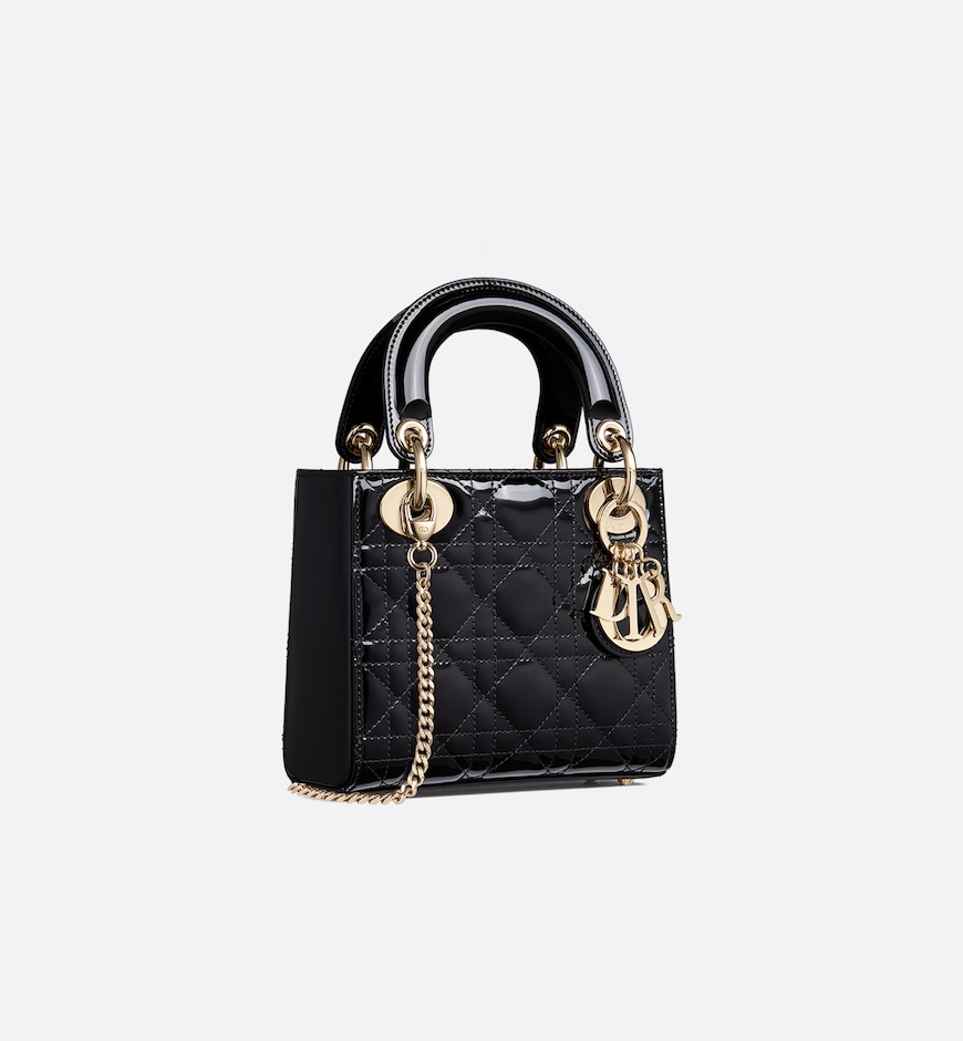 Replicate Dior Mini Dioriviera Lady Dior Bag Patent Leather(1:1 replica)