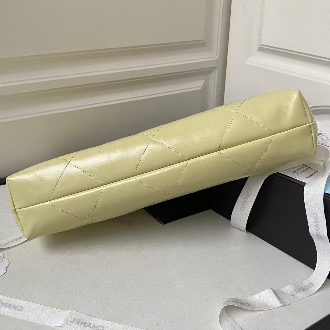 Replicate Chanel 22 Hobo Bag 24C AS4486 Gold Metallic Yellow Shiny Calfskin New Edition Horizontal(1:1 replica)