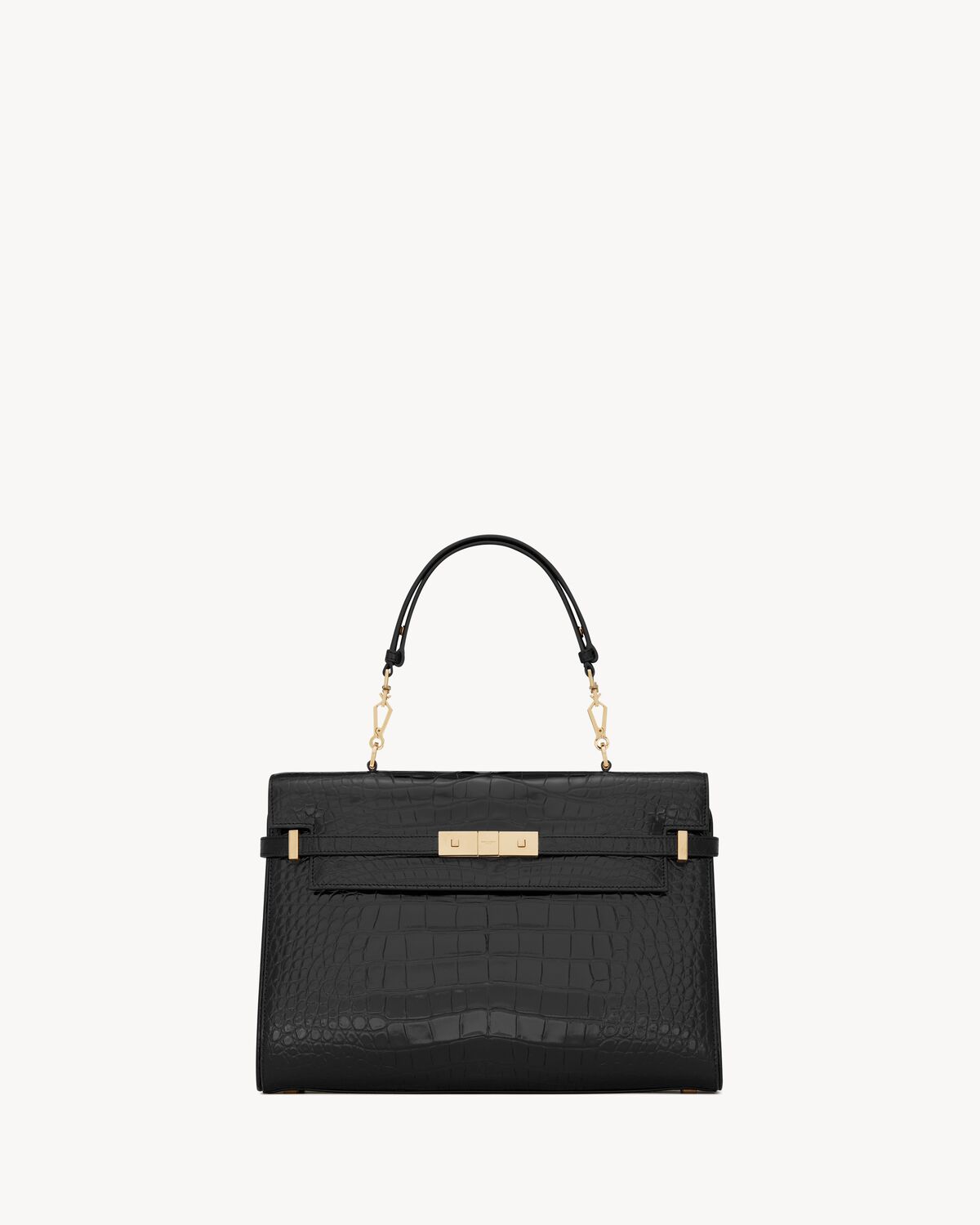 Replicate YSL Manhattan Top-Handle in Shiny Alligator(1:1 replica)