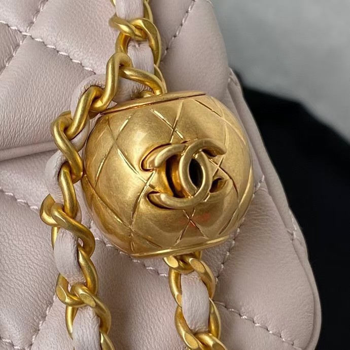 Replicate Chanel 23C AS1786 Mini Square Pearl Embossed Flap Bag Antique Gold Hardware Light Pink(1:1 replica)