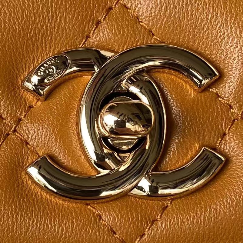 Replicate Chanel AS4654 Mini Trendy CC Flap Bag Caramel Lambskin Light Gold Hardware(1:1 replica)