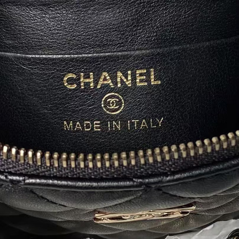 Replicate Chanel 24B AP3354 Calfskin Chain Clutch Black(1:1 replica)