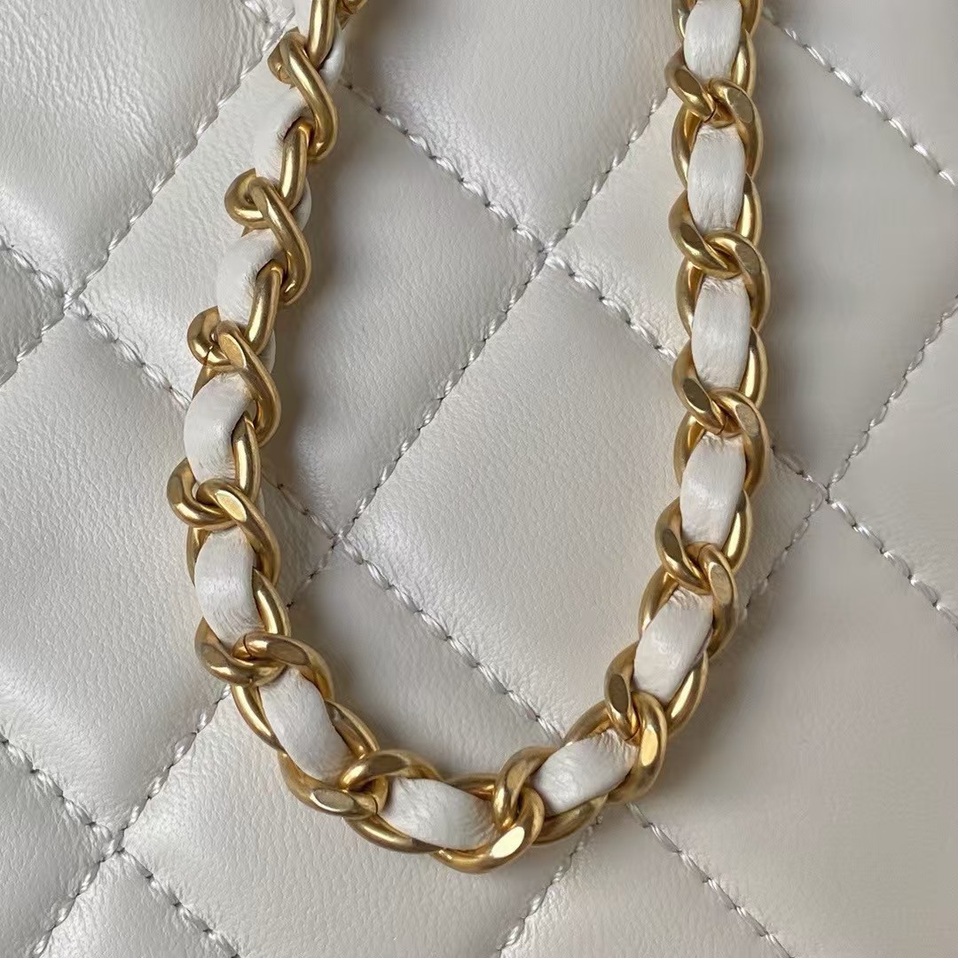 Replicate Chanel 24C AS4611 Vintage Logo Lambskin Rectangular Shoulder Bag White(1:1 replica)