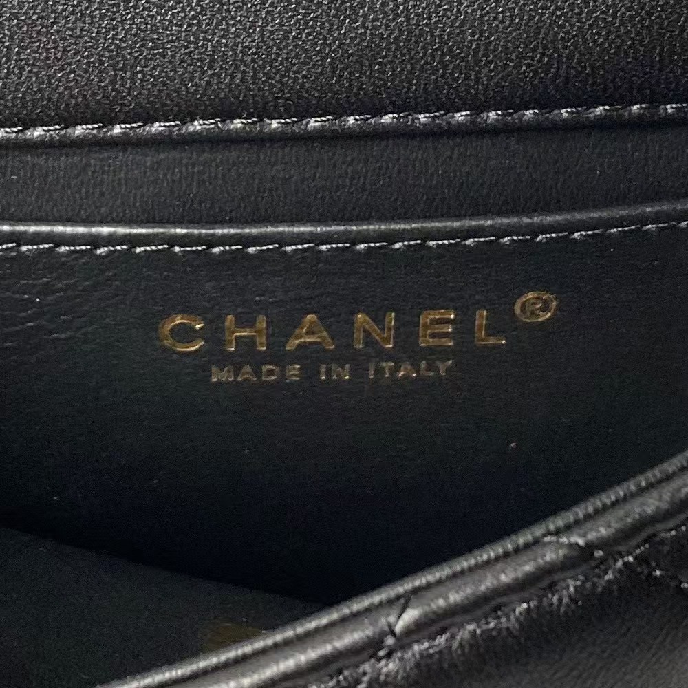 Replicate Chanel AS4847 Mini Flap Bag With Top Handle Lambskin Resin Black(1:1 replica)