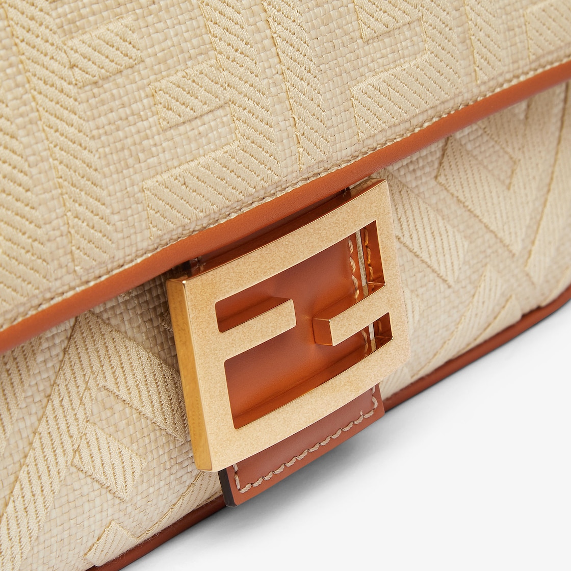 Replicate Baguette Natural Straw Bag With FF Embroidery(1:1 replica)