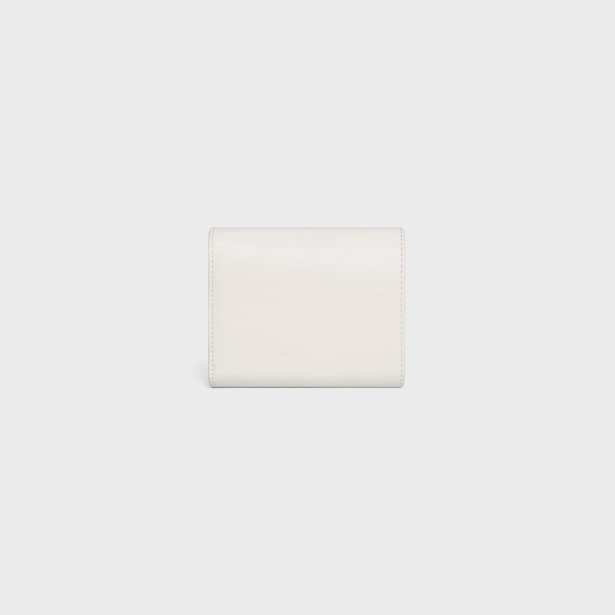 Replicate SMALL FLAP WALLER TRIOMPHE IN SHINY CALFSKIN WHITE(1:1 replica)