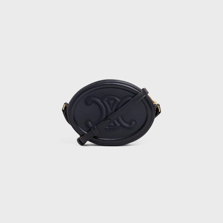 Replicate CROSSBODY OVAL PURSE CUIR TRIOMPHE IN SMOOTH CALFSKIN BLACK(1:1 replica)