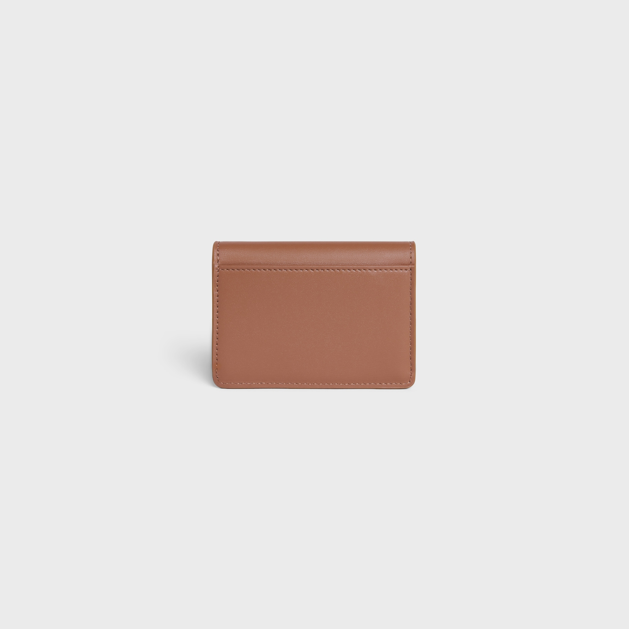 Replicate CARD HOLDER WITH FLAP TRIOMPHE IN SHINY CALFSKIN BRONZE(1:1 replica)