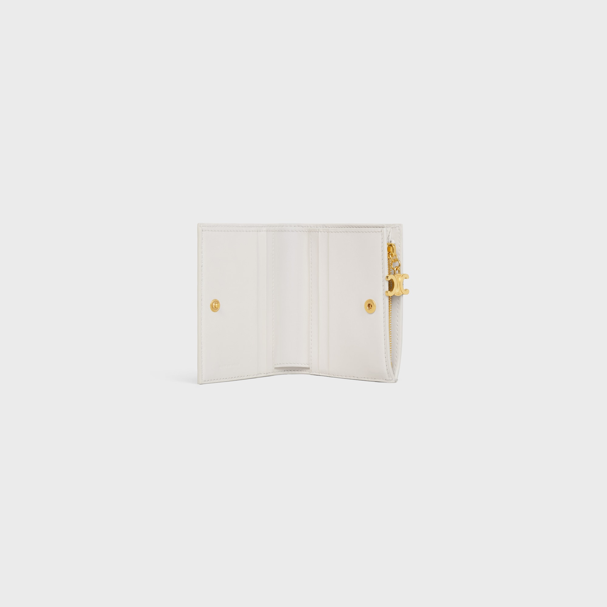 Replicate COMPACT WALLET TRIOMPHE CHARMS IN GRAINED CALFSKIN RICE(1:1 replica)