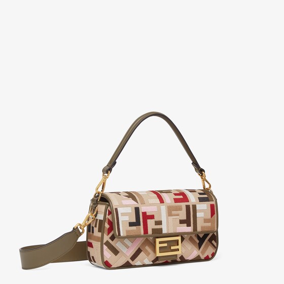 Replicate Baguette Canvas Bag With Multicolor FF Embroidery(1:1 replica)