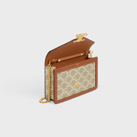 Replicate WALLET ON CHAIN MARGO IN TRIOMPHE CANVAS AND CALFSKIN GREGE(1:1 replica)