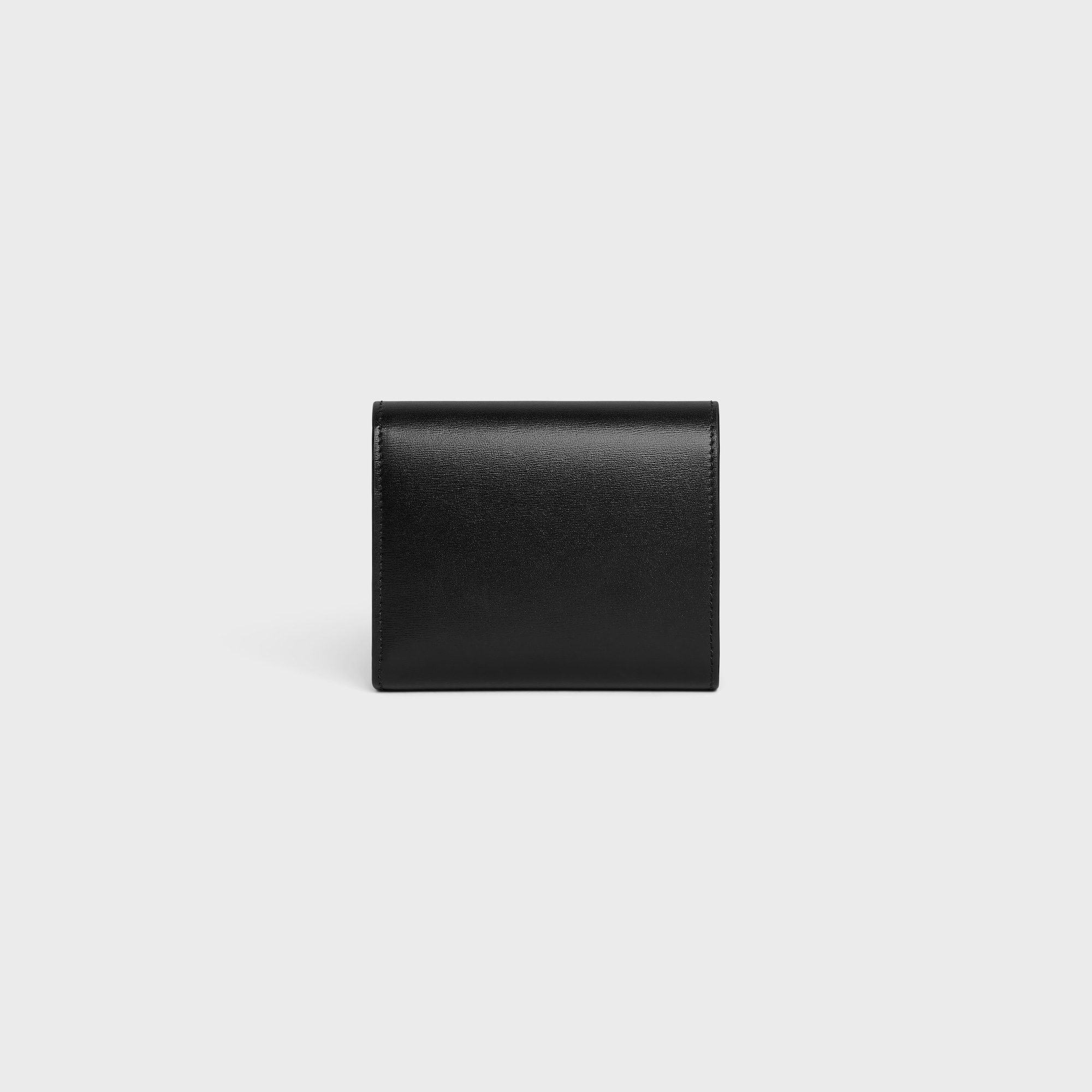 Replicate SMALL FLAP WALLER TRIOMPHE IN SHINY CALFSKIN BLACK(1:1 replica)