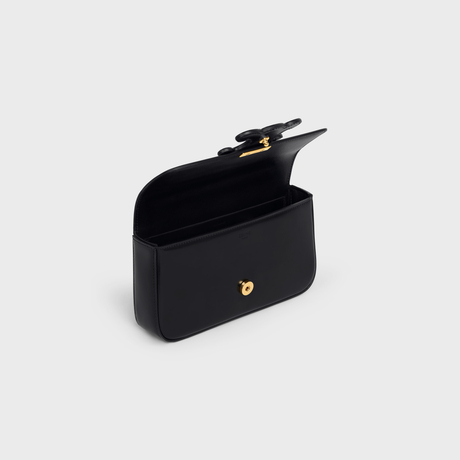 Replicate CHAIN SHOULDER BAG CUIR TRIOMPHE IN SHINY CALFSKIN BLACK(1:1 replica)