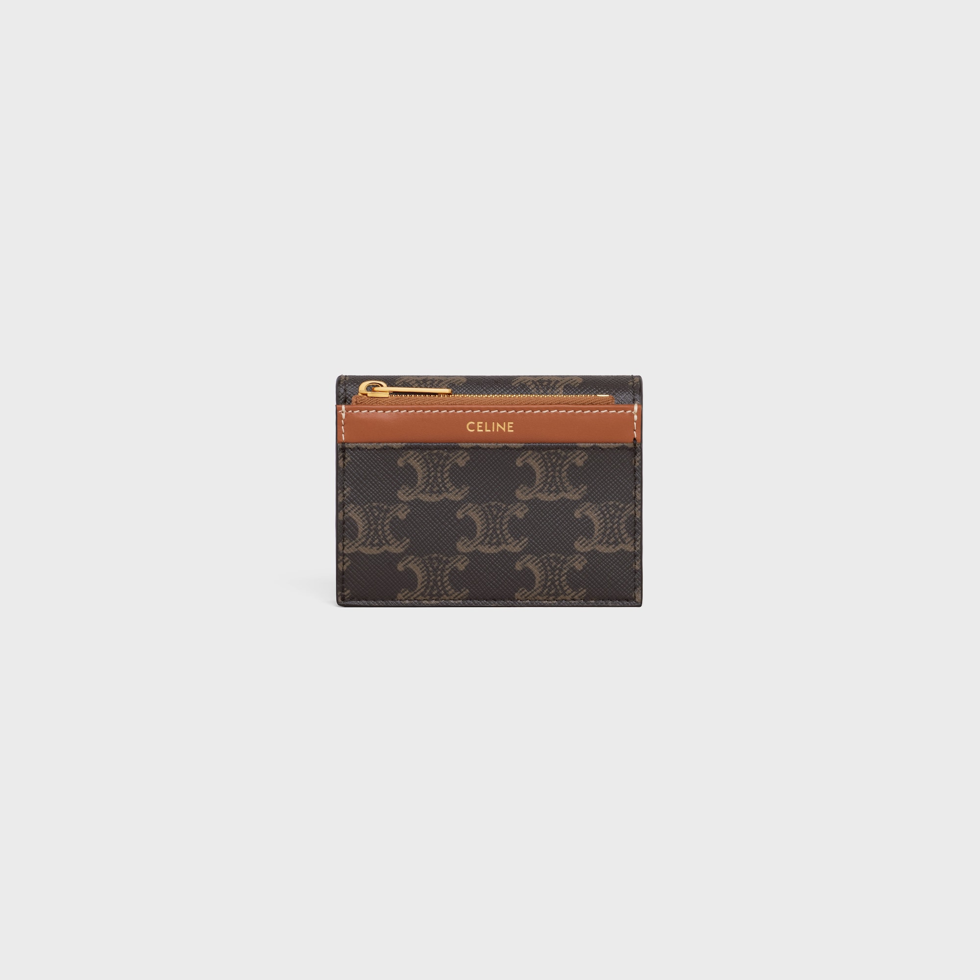 Replicate COMPACT WALLET WITH COIN TRIOMPHE IN TRIOMPHE CANVAS TAN(1:1 replica)