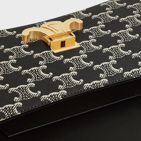 Replicate MEDIUM CELINE LOLA BAG IN TRIOMPHE CANVAS TWO-TONE BLACK(1:1 replica)
