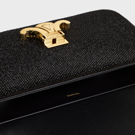 Replicate CHAIN SHOULDER BAG CLAUDE IN SUEDE CALFSKIN WITH STRASS BLACK(1:1 replica)