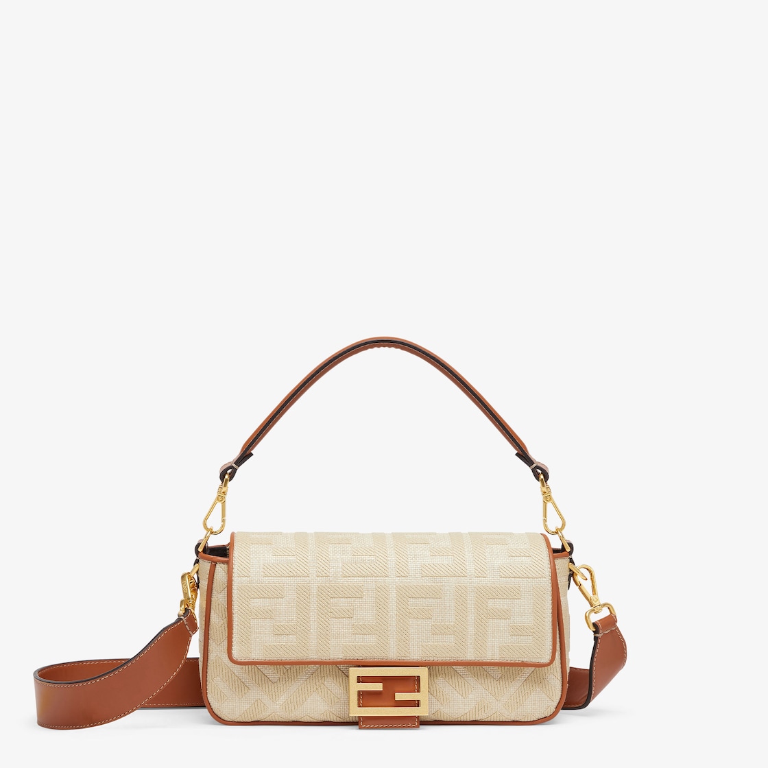 Replicate Baguette Natural Straw Bag With FF Embroidery(1:1 replica)