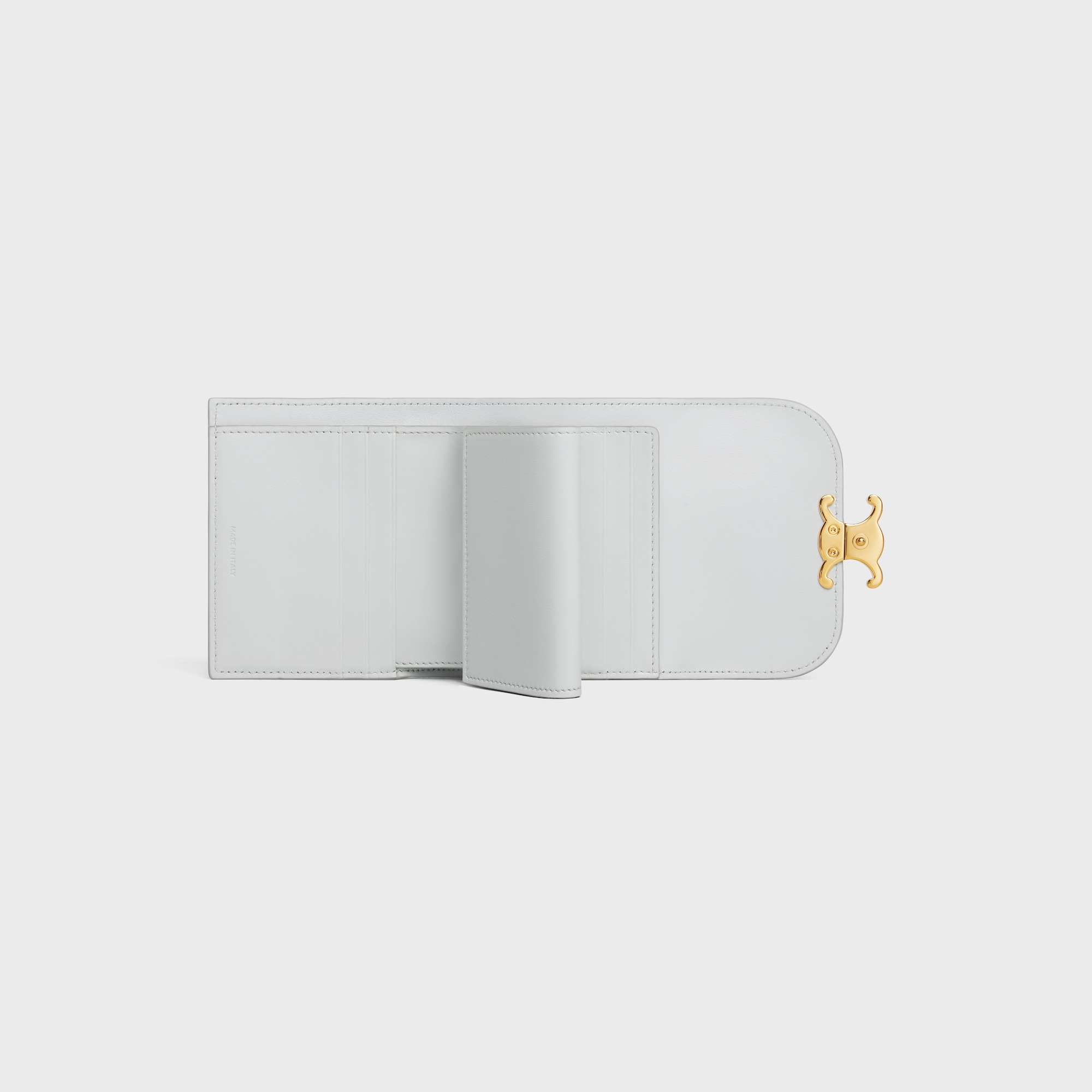 Replicate SMALL FLAP WALLER TRIOMPHE IN SHINY CALFSKIN MOON(1:1 replica)