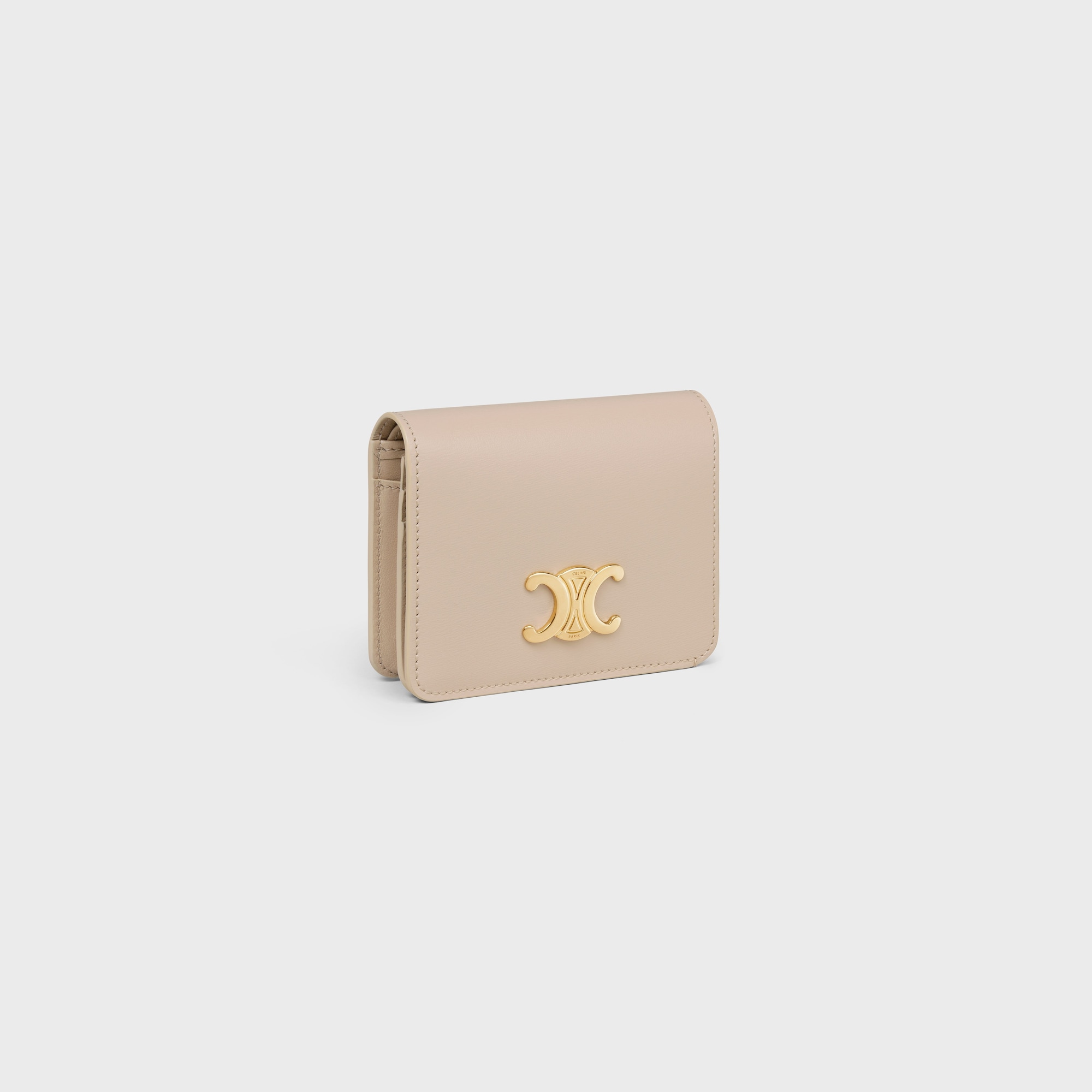 Replicate TRIOMPHE COMPACT WALLET IN SHINY CALFSKIN CAPPUCCINO(1:1 replica)