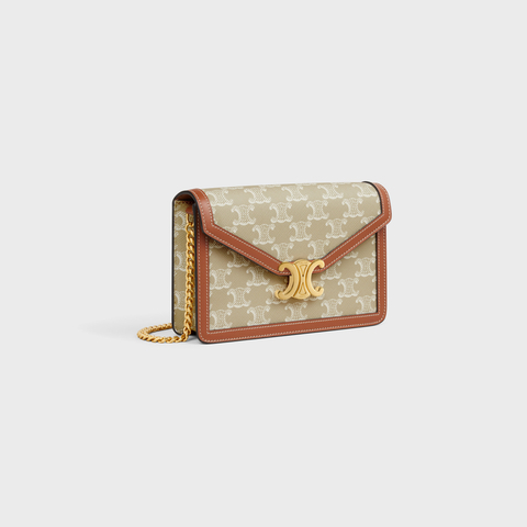 Replicate WALLET ON CHAIN MARGO IN TRIOMPHE CANVAS AND CALFSKIN GREGE(1:1 replica)