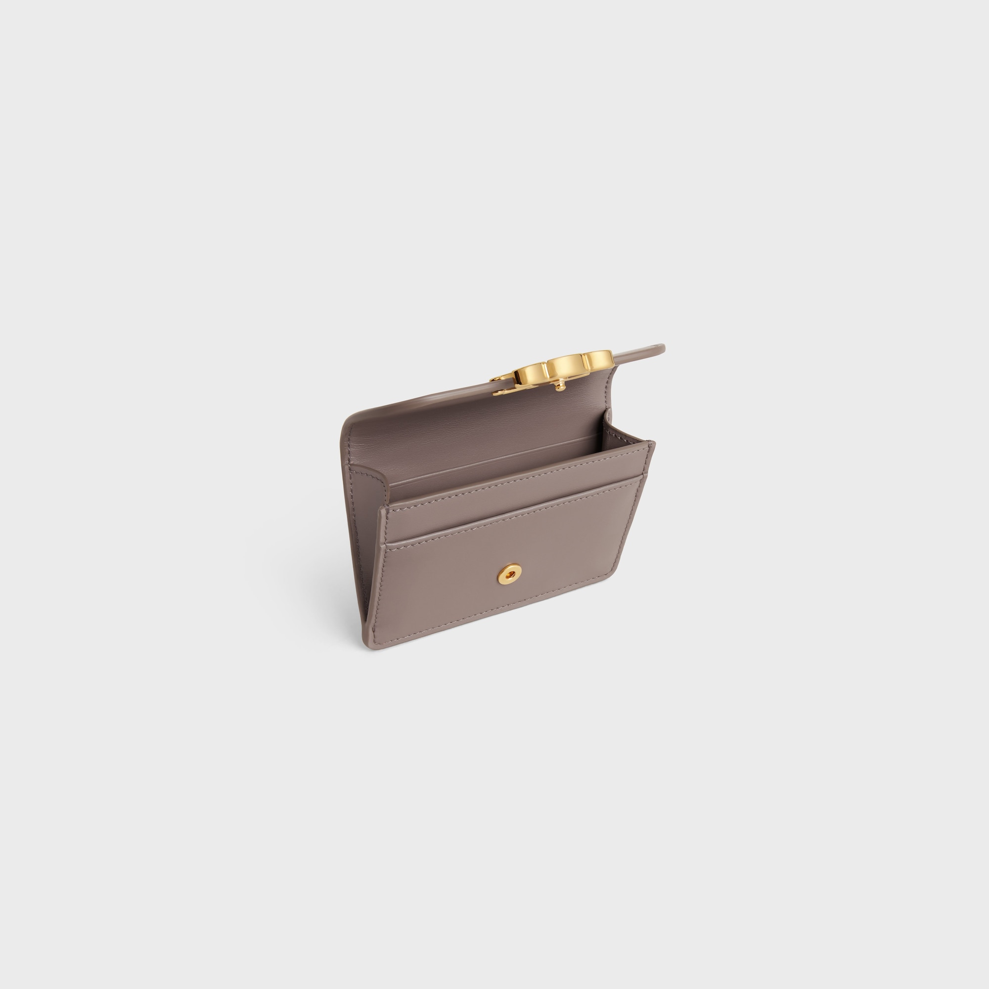 Replicate CARD HOLDER WITH FLAP TRIOMPHE IN SHINY CALFSKIN PEBBLE(1:1 replica)