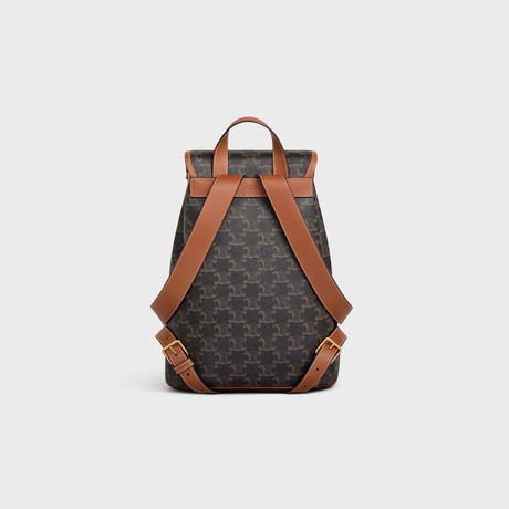 Replicate MEDIUM BACKPACK FOLCO IN TRIOMPHE CANVAS AND CALFSKIN TAN(1:1 replica)