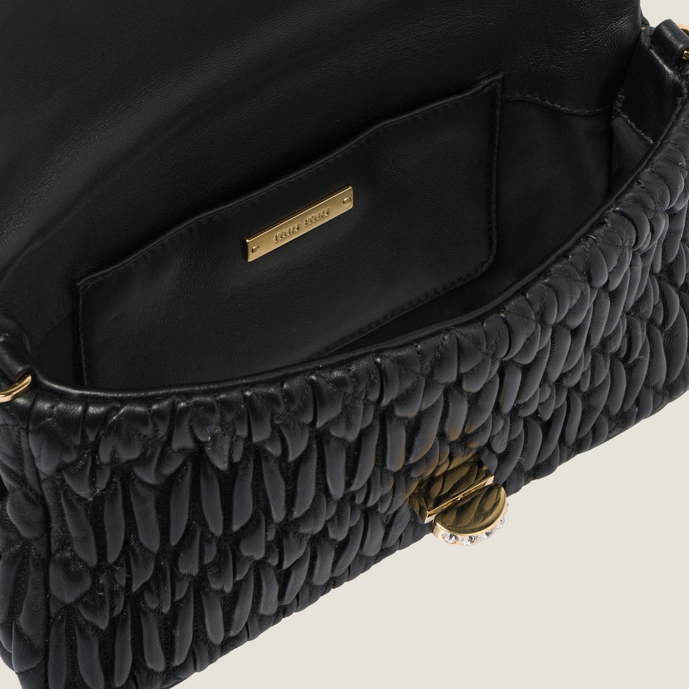Replicate Miu Crystal Cloqué Nappa leather bag(1:1 replica)
