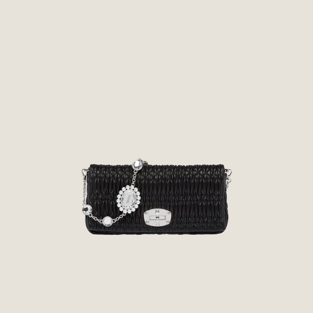 Replicate Miu Miu Iconic Crystal Cloqué Nappa leather bag(1:1 replica)