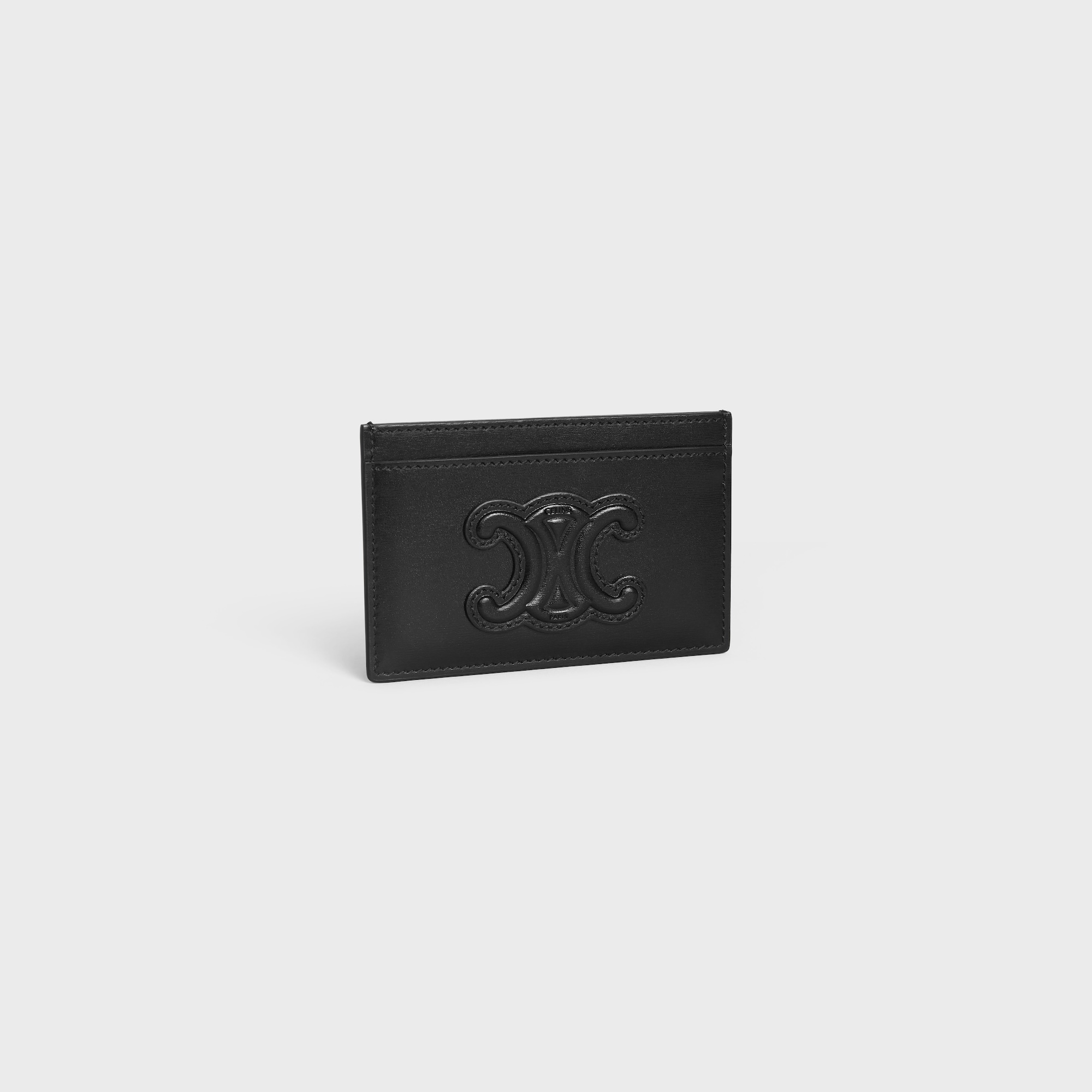 Replicate CARD HOLDER CUIR TRIOMPHE IN SHINY CALFSKIN BLACK(1:1 replica)