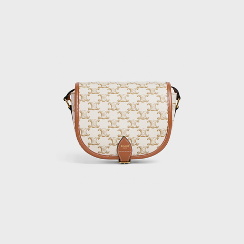 Replicate MEDIUM FOLCO BAG IN TRIOMPHE CANVAS AND CALFSKIN WHITE(1:1 replica)
