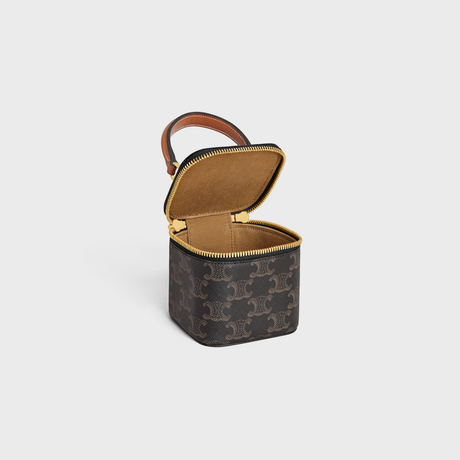 Replicate MINI VANITY CASE IN TRIOMPHE CANVAS AND CALFSKIN TAN(1:1 replica)