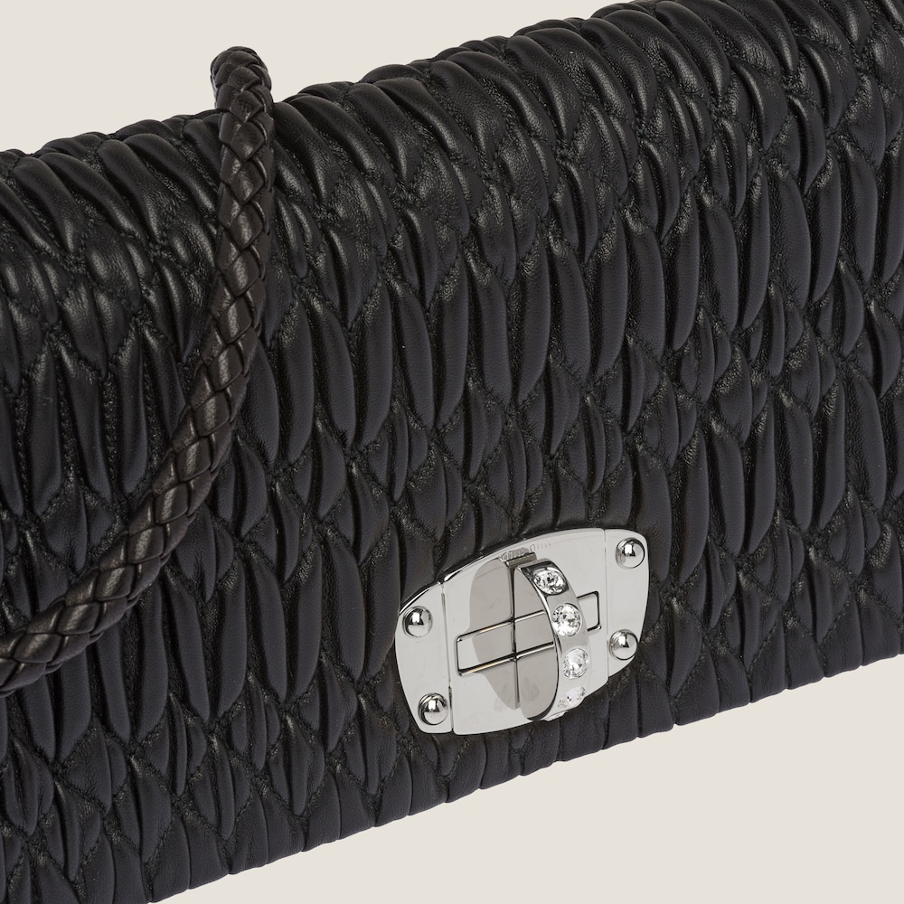 Replicate Miu Miu Iconic Crystal Cloqué Nappa leather bag(1:1 replica)