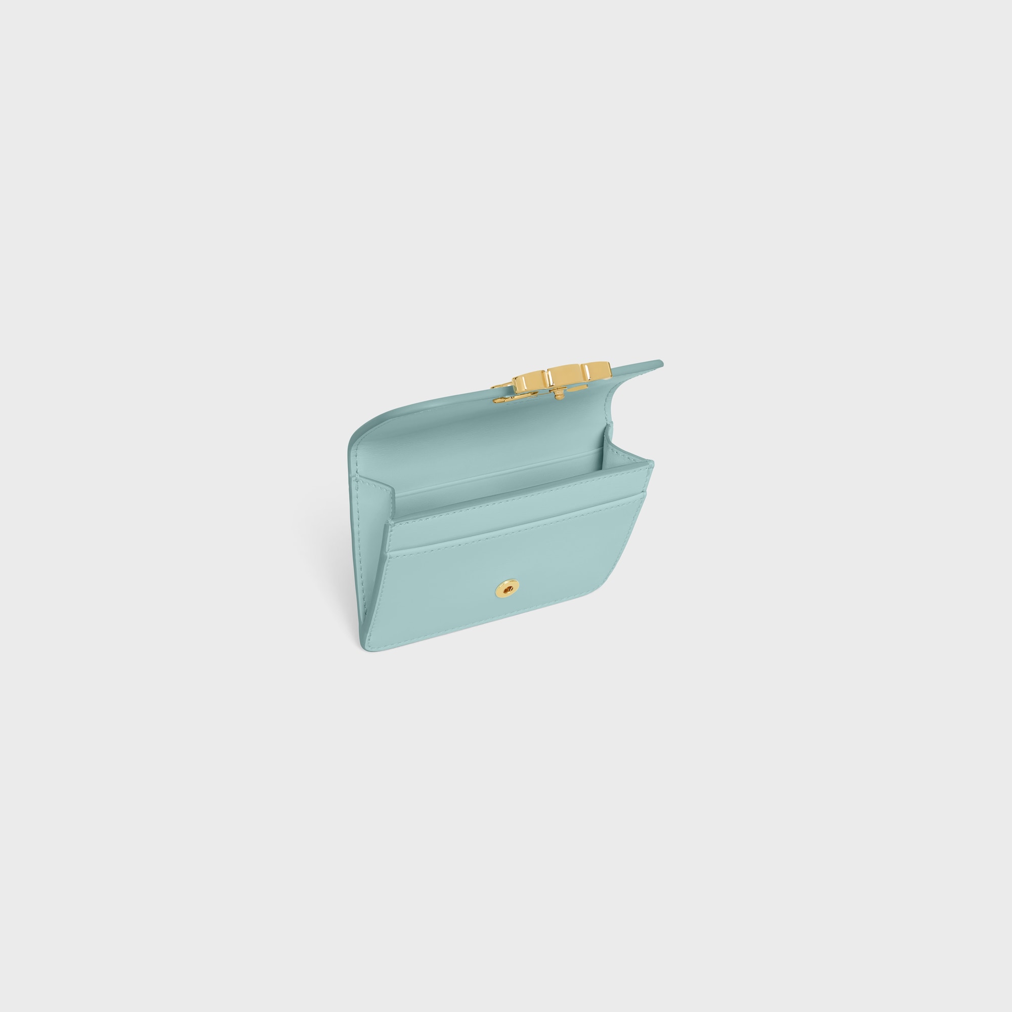 Replicate CARD HOLDER WITH FLAP TRIOMPHE IN SHINY CALFSKIN POOL(1:1 replica)