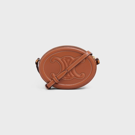 Replicate CROSSBODY OVAL PURSE CUIR TRIOMPHE IN SMOOTH CALFSKIN TAN(1:1 replica)