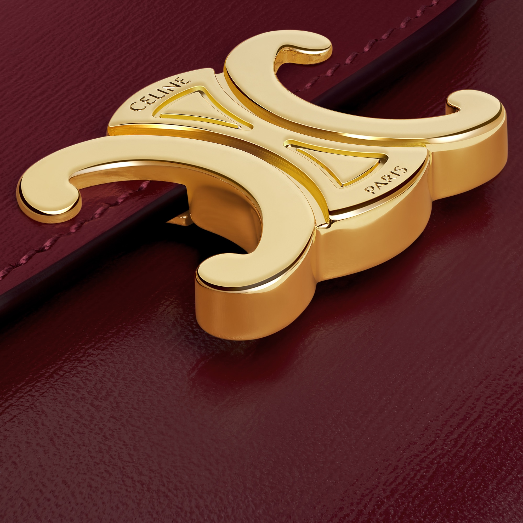 Replicate SMALL FLAP WALLER TRIOMPHE IN SHINY CALFSKIN LIGHT BURGUNDY(1:1 replica)