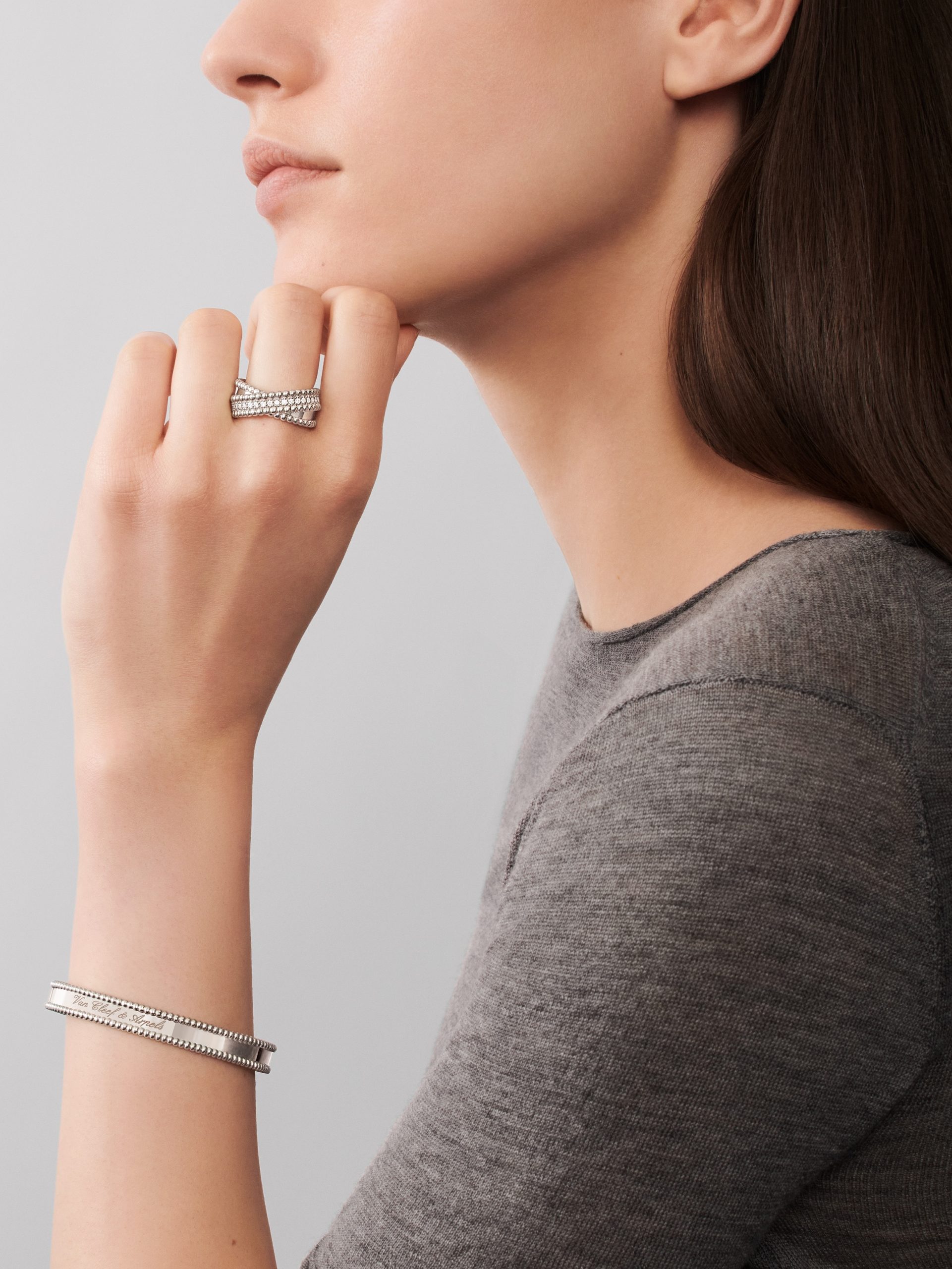 Replicate Perlée diamonds duo ring(1:1 replica)