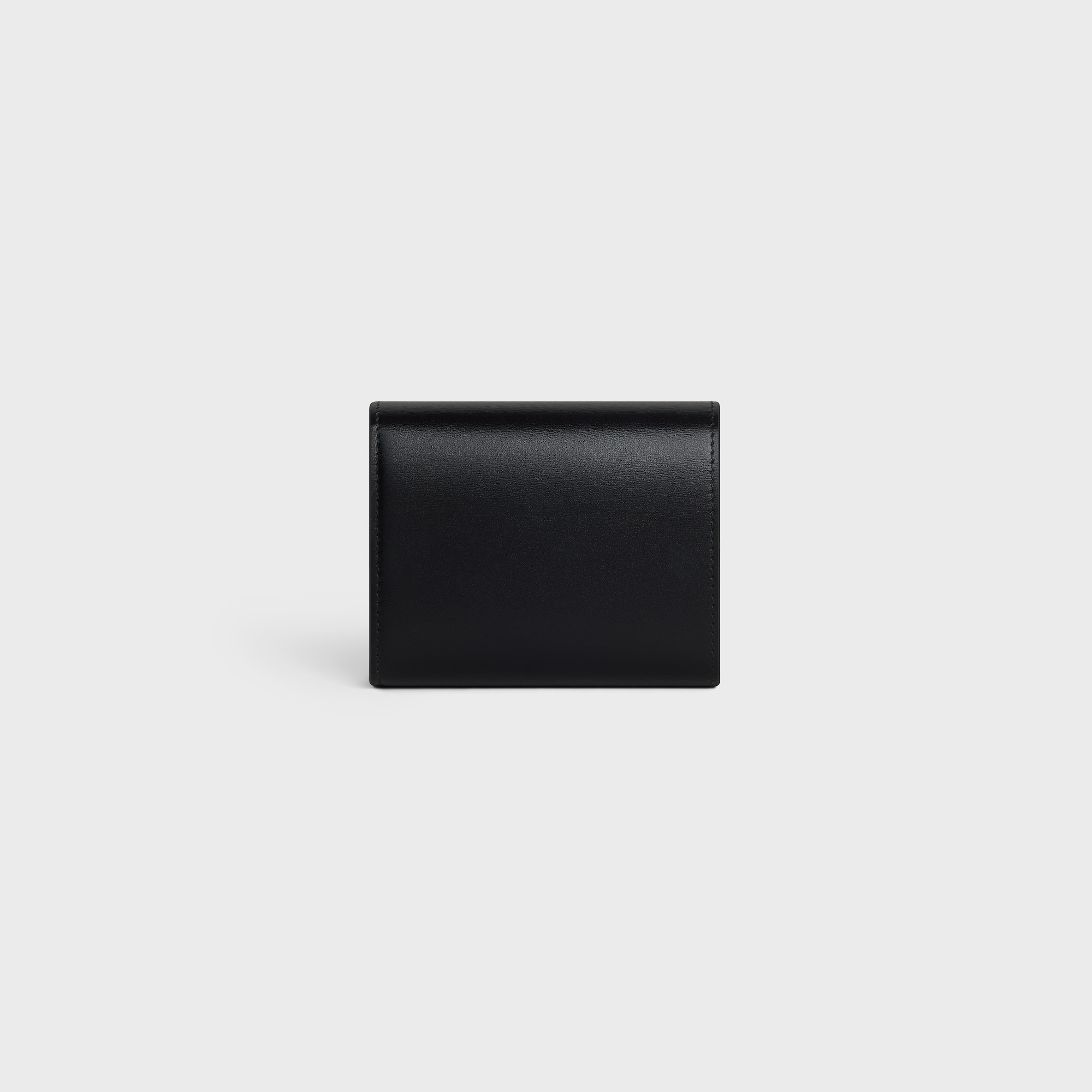 Replicate SMALL FLAP WALLER TRIOMPHE IN SHINY CALFSKIN BLACK(1:1 replica)