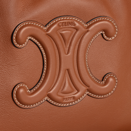 Replicate SMALL CABAS DRAWSTRING CUIR TRIOMPHE IN SMOOTH CALFSKIN TAN(1:1 replica)