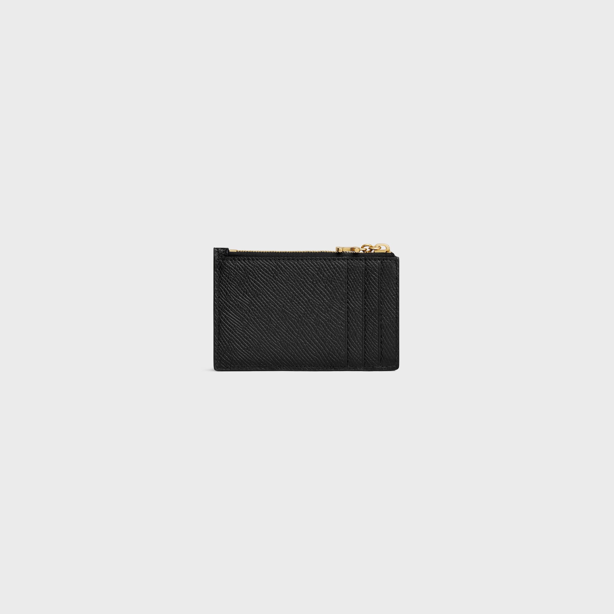 Replicate ZIPPED CARD HOLDER TRIOMPHE CHARMS IN GRAINED CALFSKIN BLACK(1:1 replica)