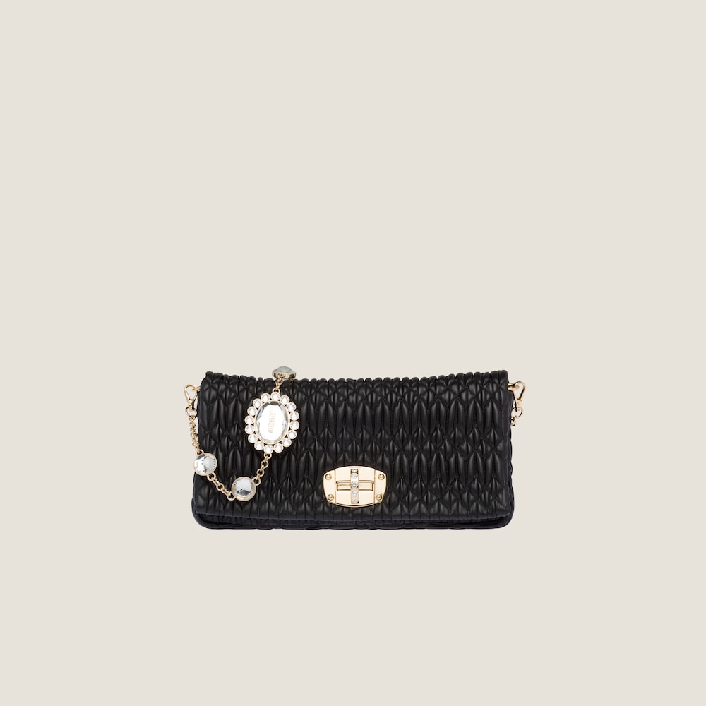 Replicate Miu Miu Iconic Crystal Cloqué Nappa leather bag(1:1 replica)