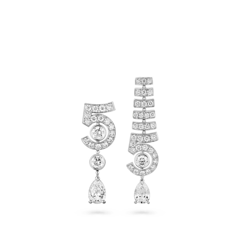 Replicate N°5 Drop White Gold Earrings(1:1 replica)