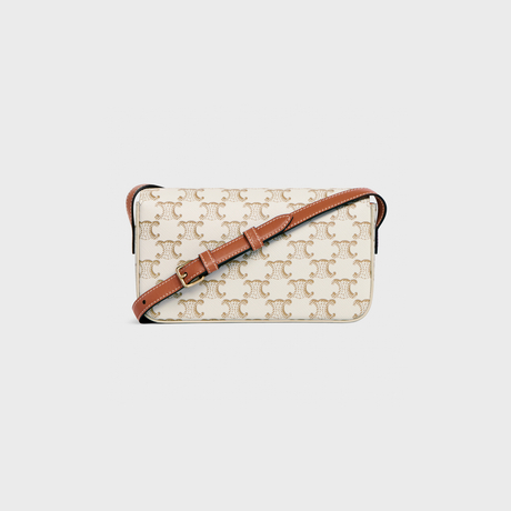 Replicate SHOULDER BAG CLAUDE IN TRIOMPHE CANVAS AND CALFSKIN WHITE(1:1 replica)
