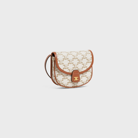 Replicate MINI BESACE IN TRIOMPHE CANVAS AND CALFSKIN WHITE(1:1 replica)