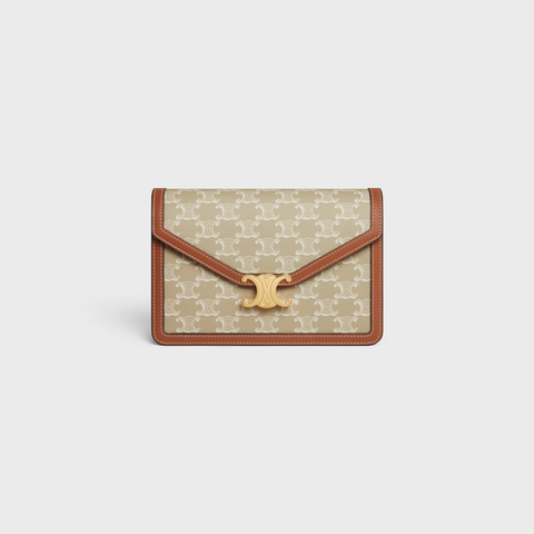 Replicate ENVELOPPE BAG IN TRIOMPHE CANVAS AND CALFSKIN GREGE(1:1 replica)